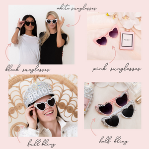 retro heart personalized custom text bride sunglasses