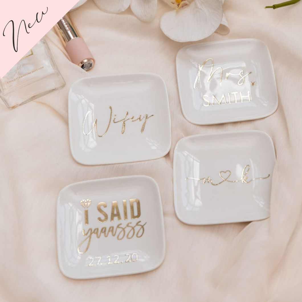 Custom Ring Dish SQUARE Champagne Occasions