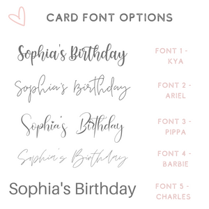 Personalized foiled cards font options