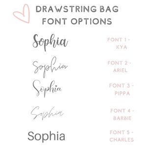 Custom text cotton drawstring bag pouch font options