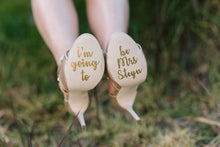 Load image into Gallery viewer, I&#39;m going to be Mrs shoe sticker decal for engagement photoshoot