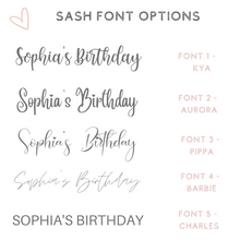 Load image into Gallery viewer, Custom sash font oprions