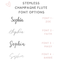 Load image into Gallery viewer, stemless champagne glass font options