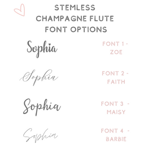 stemless champagne glass font options