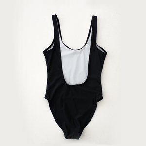 Bride squad swimsuit black and gold