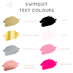 Swimsuit text colour options