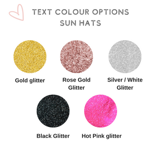 Text colour options for personalized sun hats
