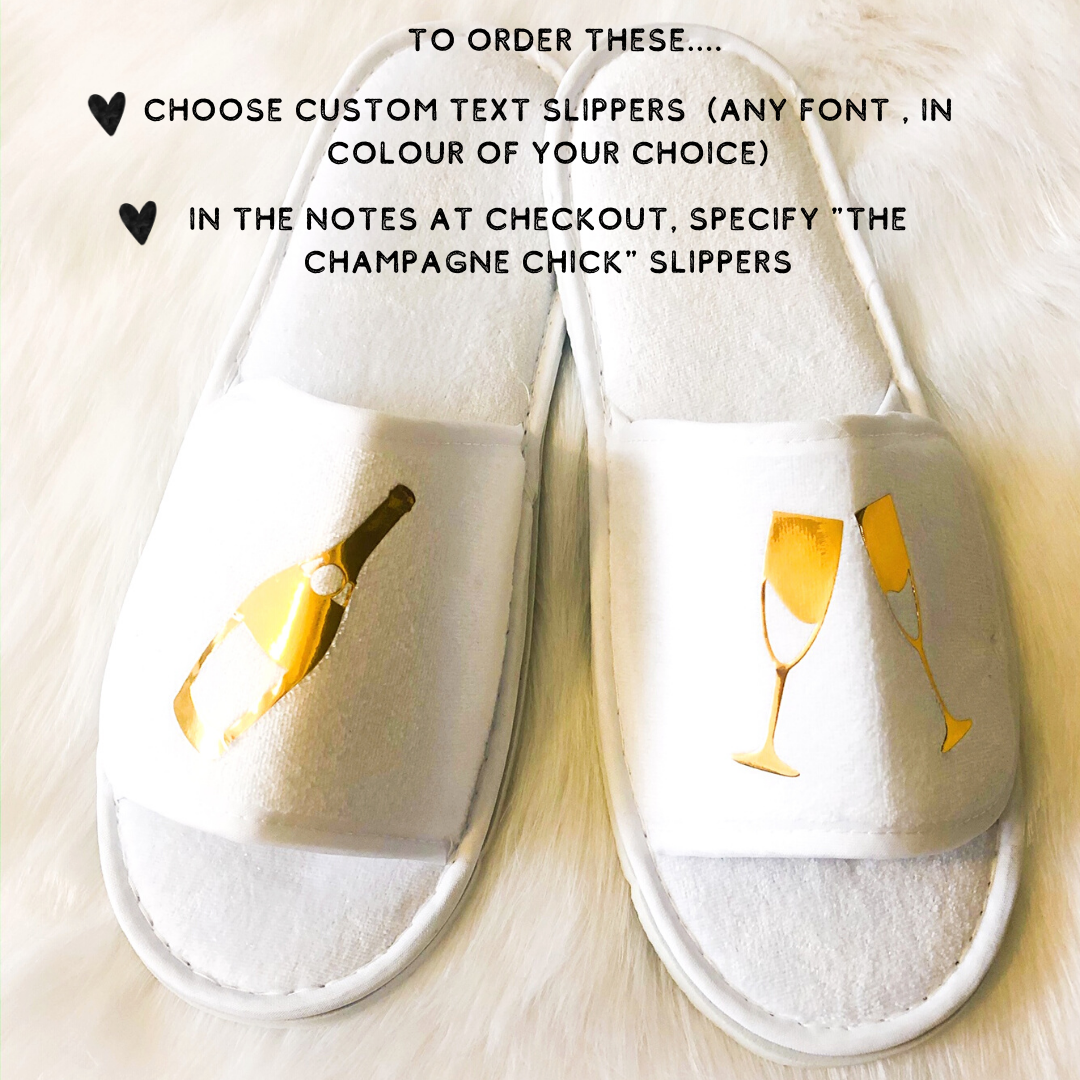 BRIDAL SLIPPERS GOLD WORDING – The Wedding Store