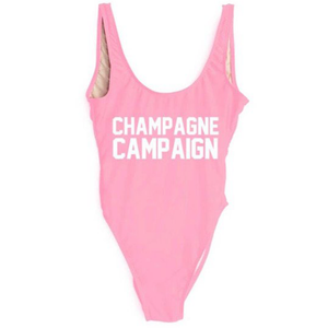 Champagne Campaign bride squad swimsuit pink
