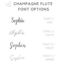 Load image into Gallery viewer, Personalised gold champagne glass flute for Bride bridesmaids font options