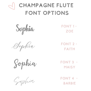Personalised gold champagne glass flute for Bride bridesmaids font options