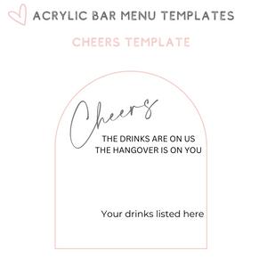 acrylic bar menu sign