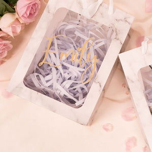 Marble Personalized Gift Bags with Clear Window