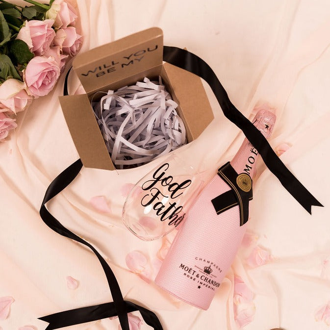 Godparent Proposal Box with Stemless Wine Glass – Champagne Occasions