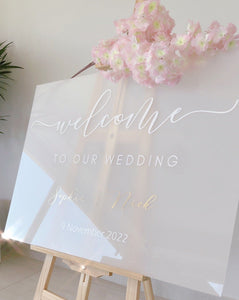 Frosted acrylic custom welcome sign wedding sign