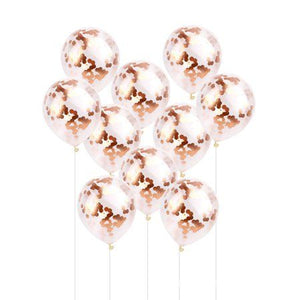 rose gold confetti clear balloons