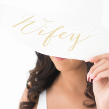 Load image into Gallery viewer, Wifey personalized wide brim floppy sun hat for honeymoon